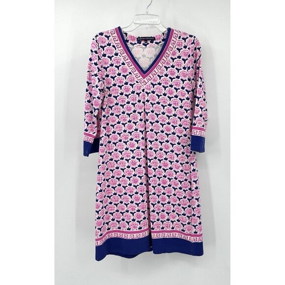 BARBARA ERICKSON dress shift sheath seashells beach resort cruise colorful M - Picture 1 of 7